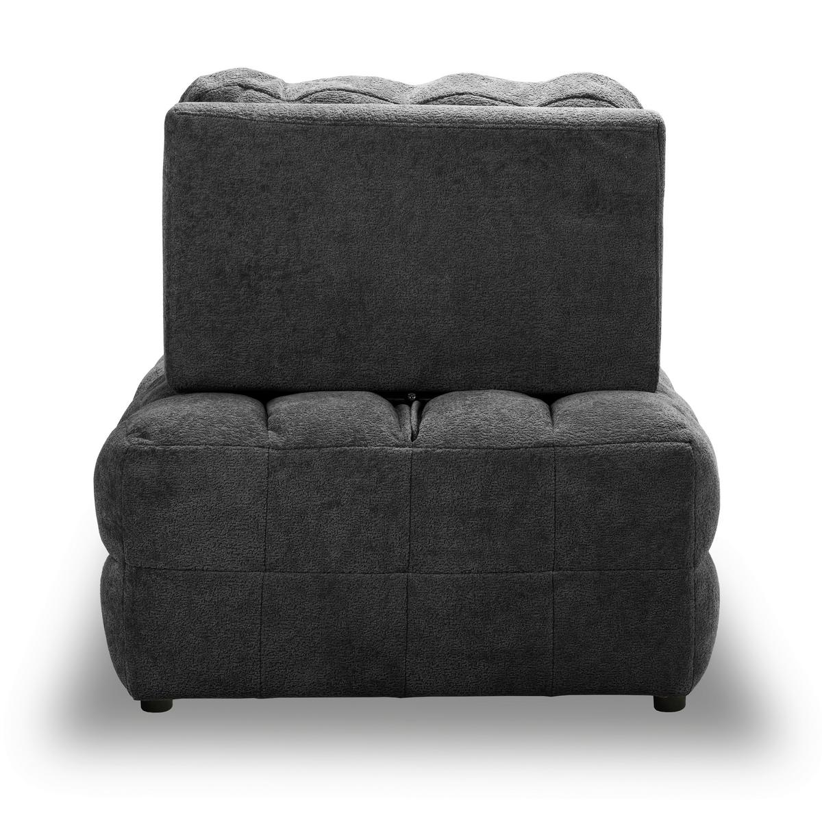 Rozkládací křeslo LIARA, tmavě šedá - černá/tmavě šedá, Moderní, kov/dřevo (88/87/110cm) - Bessagi Home