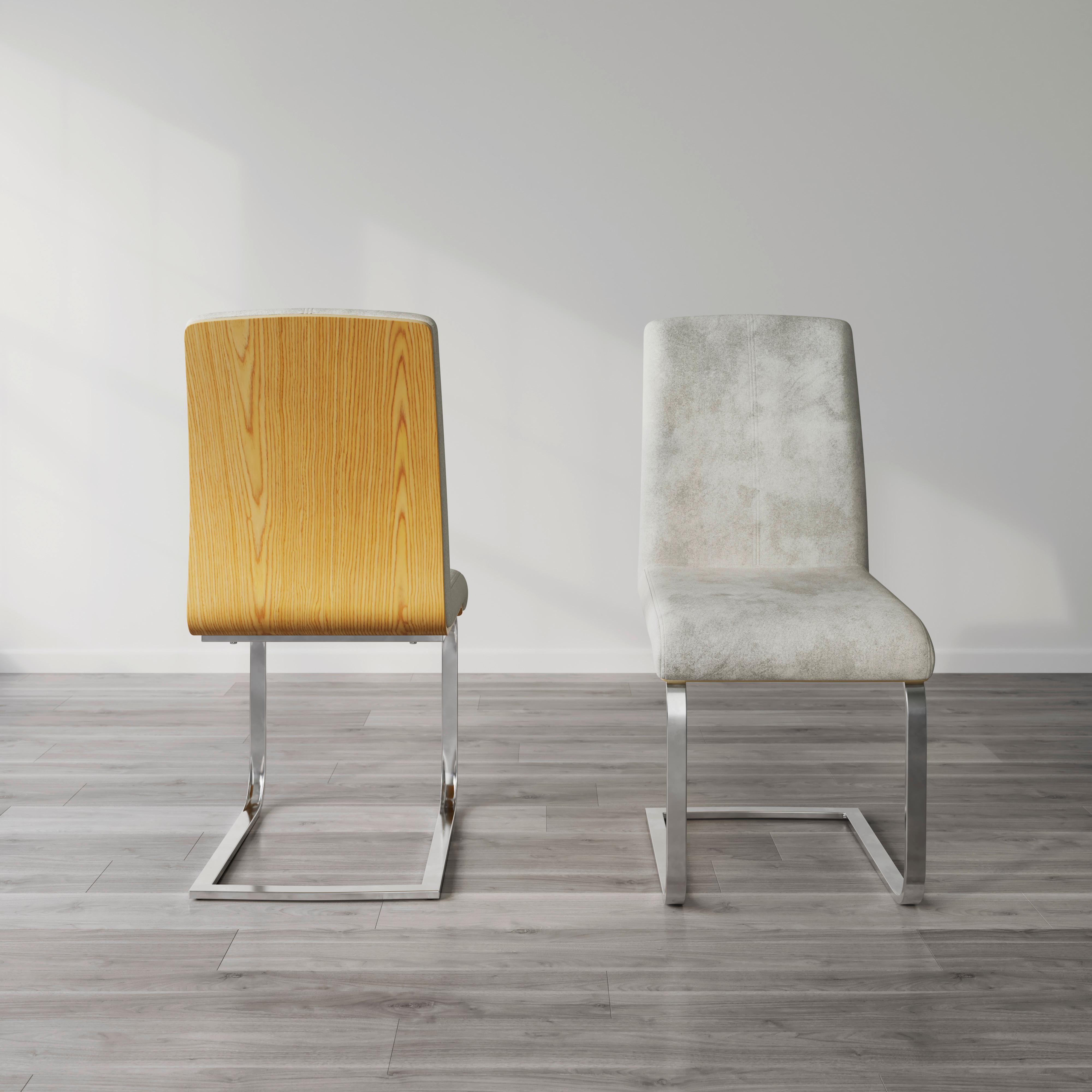 Stolička s pružným podnožím NUBIA - krémová/farba duba, Modern, kov/drevo (44/90/59cm) - Bessagi Home