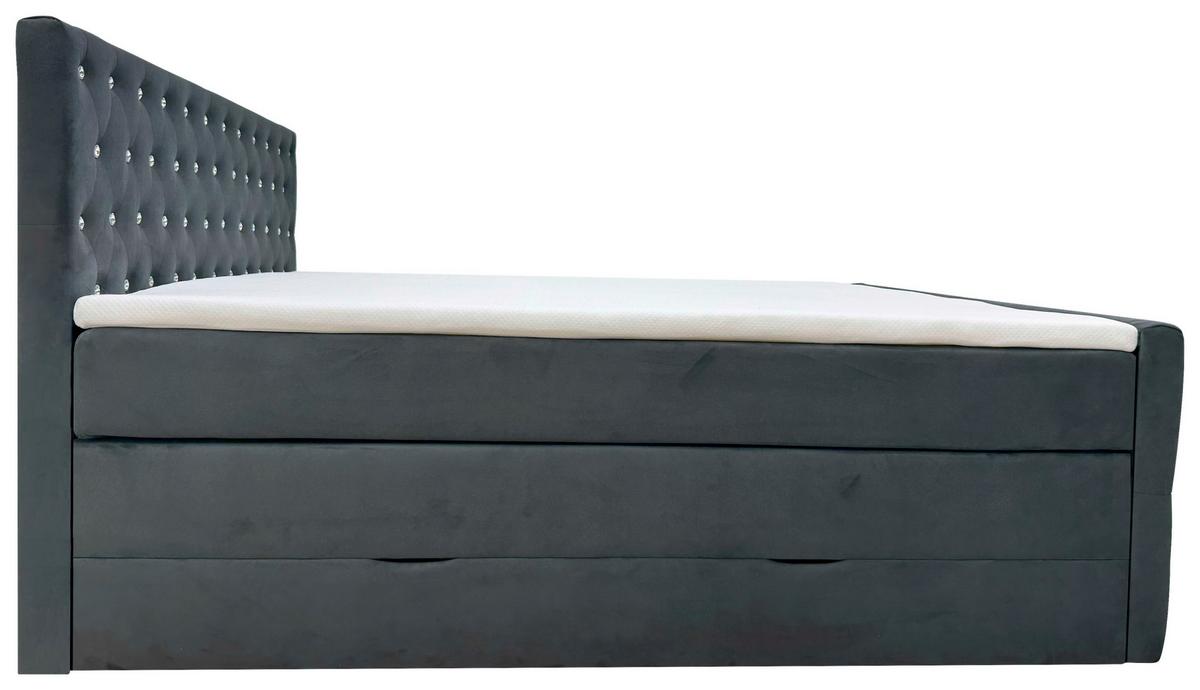 Boxspringbett Elza Schwarz, Lf: 180x200 cm - Schwarz, MODERN, Textil (180/200cm) - Livetastic