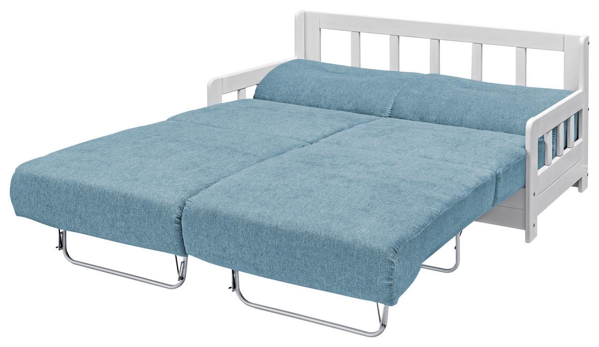 Schlafsofa Mit Kiefernholz Korpus Camino, Mikrofaser - Blau/Weiß, LIFESTYLE, Holz/Textil (154/88/90cm) - Livetastic