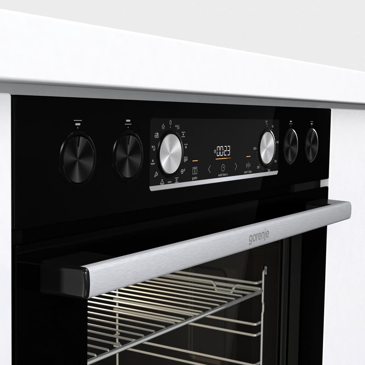 Einbauherd-Set B: 59,5 cm Induktion - Schwarz, Basics, Glas/Metall (59,5/59,5/56,4cm) - Gorenje