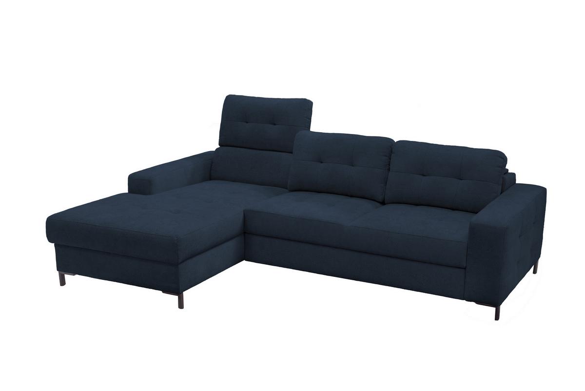 Ecksofa Bonito, Dunkelblau Schenkel: 176x255 cm - Schwarz/Dunkelblau, Design, Textil (176/260cm) - Livetastic