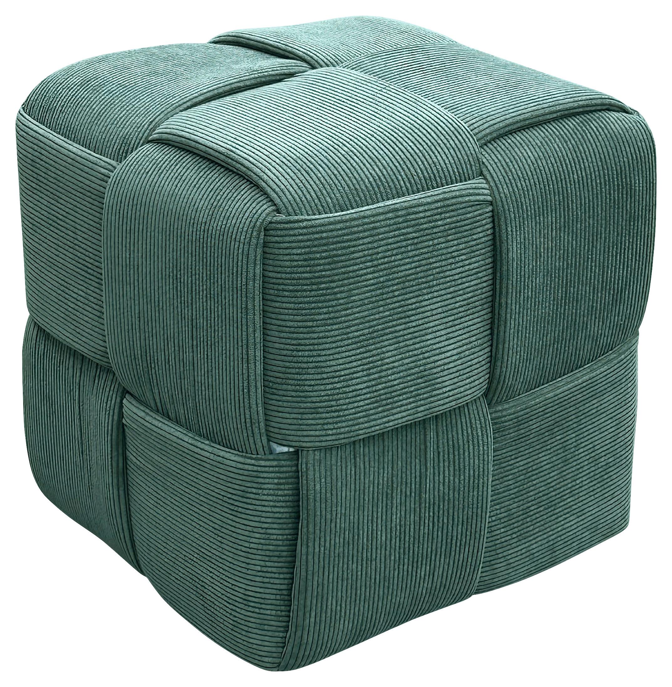 POUF Urban Dunkelgrün gepolstert - Dunkelgrün, Design, Textil (40/40/40cm) - MID.YOU