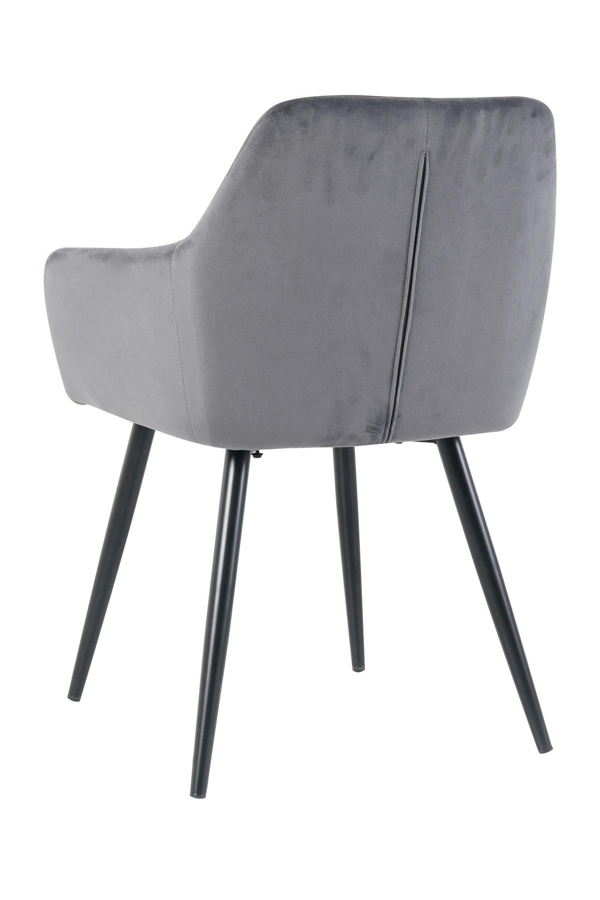 Armlehnstuhl-set Samt Anthrazit, B: 59cm - Anthrazit/Schwarz, Design, Textil/Metall (59/83/62cm) - Livetastic