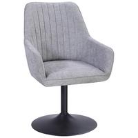 Armlehnstuhl Dany Leinenoptik Grau - Schwarz/Grau, MODERN, Textil/Metall (61/90/61cm) - MID.YOU