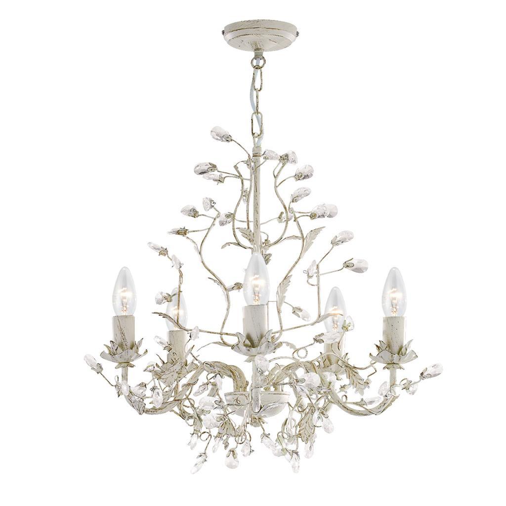 Kronleuchter 5-Flammig, Creme/Goldfarben, dimmbar - Goldfarben/Creme, KONVENTIONELL, Metall (50/120cm)