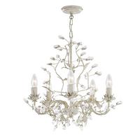 Kronleuchter 5-Flammig, Creme/Goldfarben, dimmbar - Goldfarben/Creme, KONVENTIONELL, Metall (50/120cm)