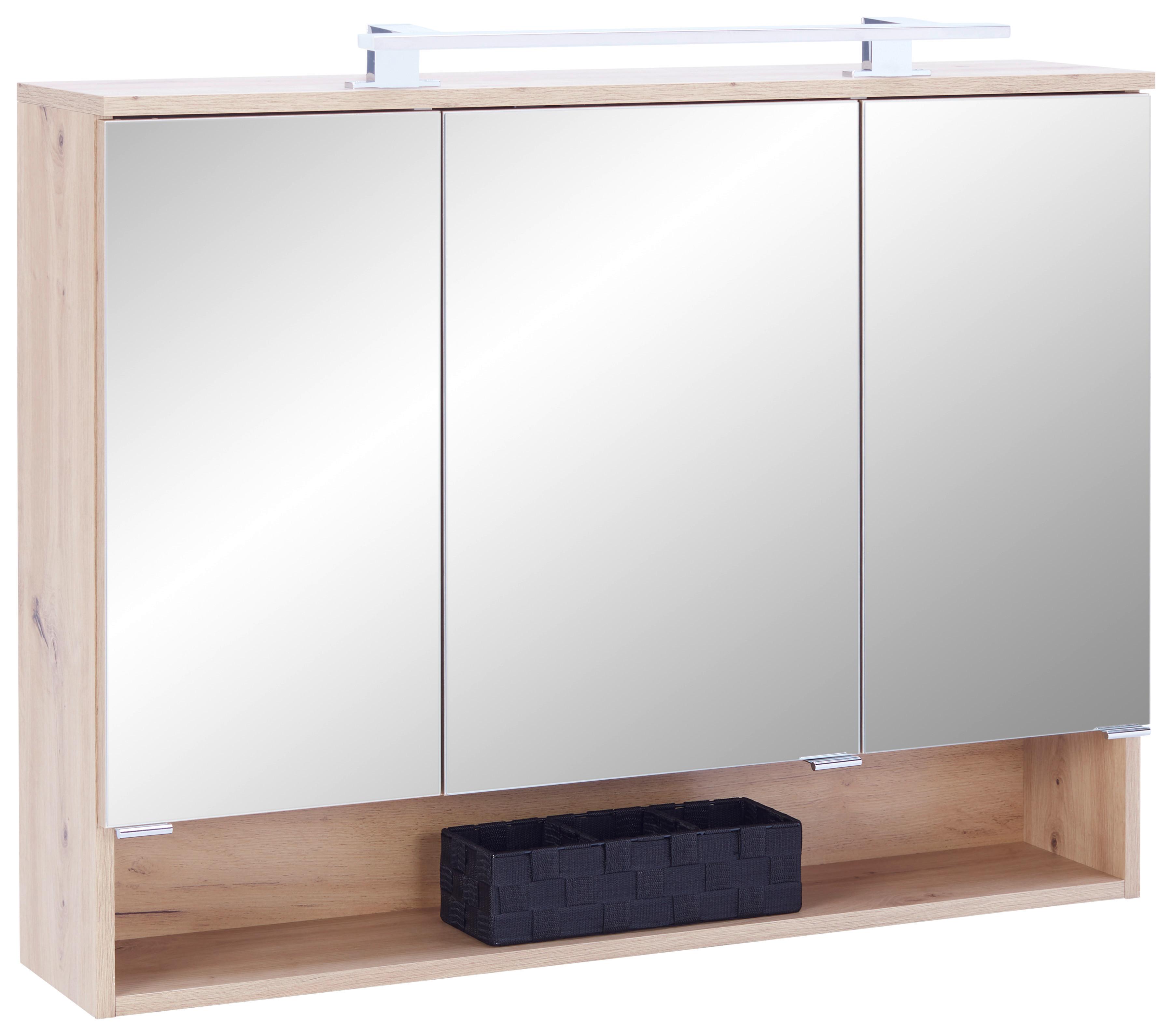 Spiegelschrank Fresh Mit Led 3-Türig Bht: 100x75x20 Cm - Weiß/Eiche Artisan, KONVENTIONELL, Glas/Holzwerkstoff (100/75/20cm) - Ondega