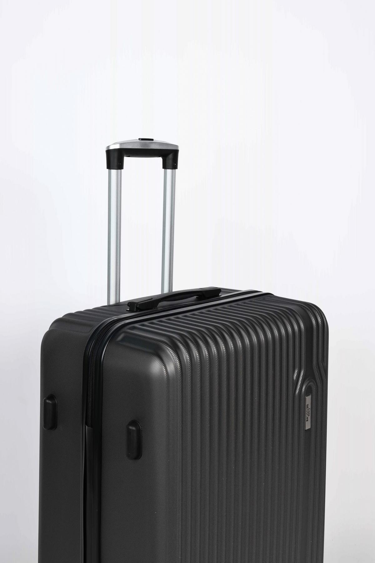 Reisekoffer Palermo 4 Rollen Hartschale, Größe M - Dunkelgrau, Design, Kunststoff/Textil (43/26/65cm) - Luca Bessoni