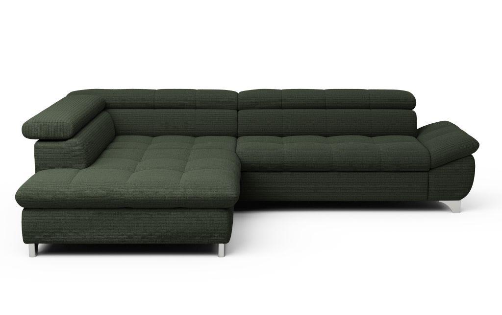 Rohová sedačka GEMINI, ľavá, tmavozelená ženilka - tmavozelená/chrómová, Konventionell, kov/textil (234/312cm)