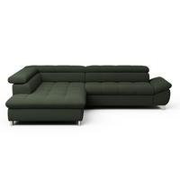 Rohová sedačka GEMINI, ľavá, tmavozelená ženilka - tmavozelená/chrómová, Konventionell, kov/textil (234/312cm)