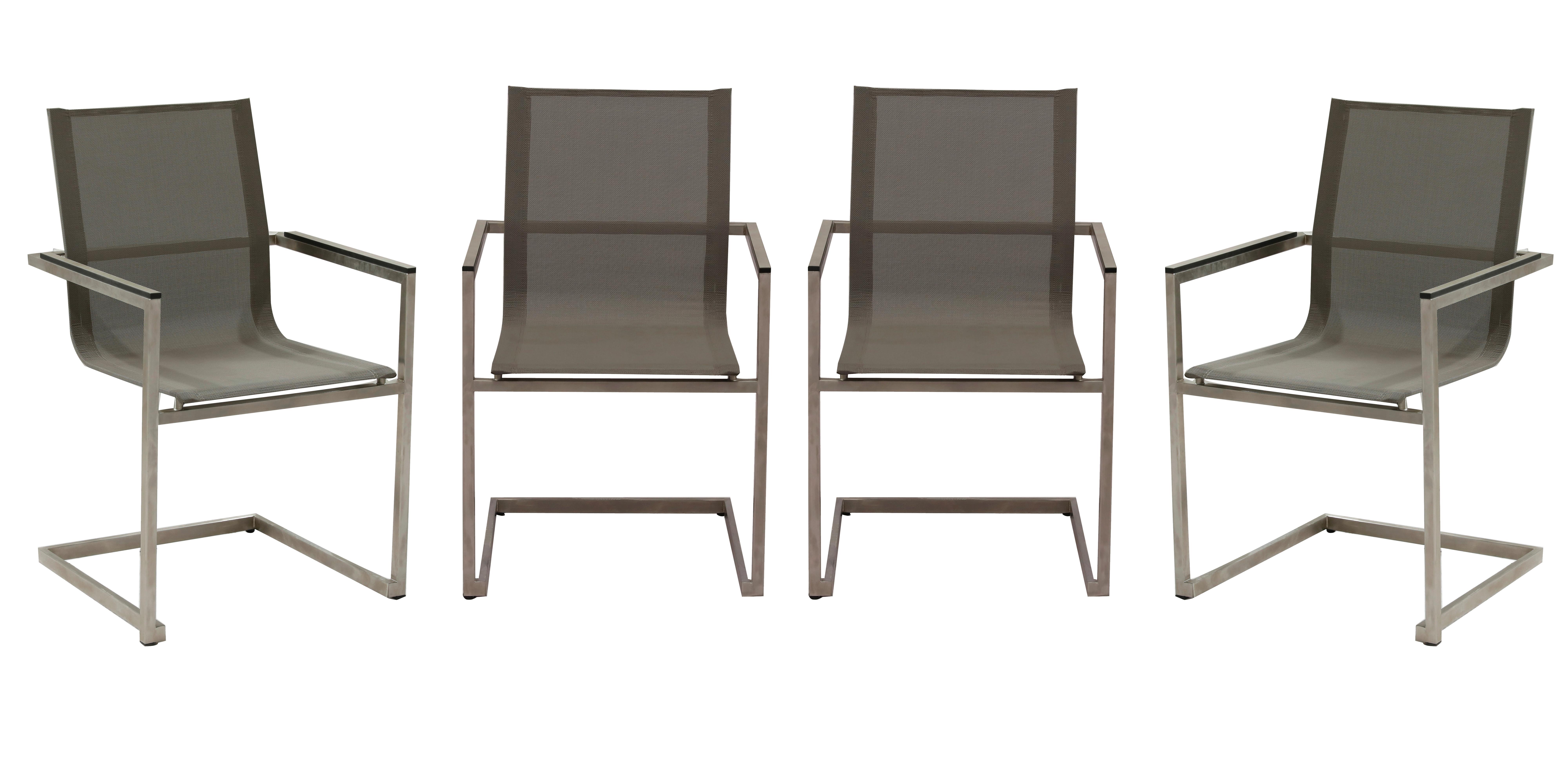 Gartensessel-Set 4-Tlg Sienna Metall/Kunststoff - Taupe/Silberfarben, Basics, Kunststoff/Metall (80/120/120cm) - Gardenson