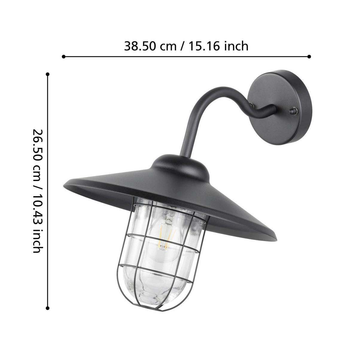 Außenleuchte Melgoa 1x60 W, E27 - Klar/Zinkfarben, KONVENTIONELL, Glas/Metall (30/25/38cm) - Eglo