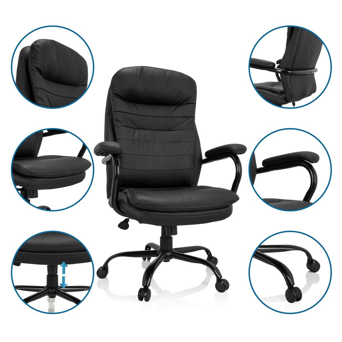 Bürostuhl Relax XXL Schwarz Bis 180 Kg - Schwarz, Basics, Kunststoff/Textil (78/118/70cm) - MID.YOU
