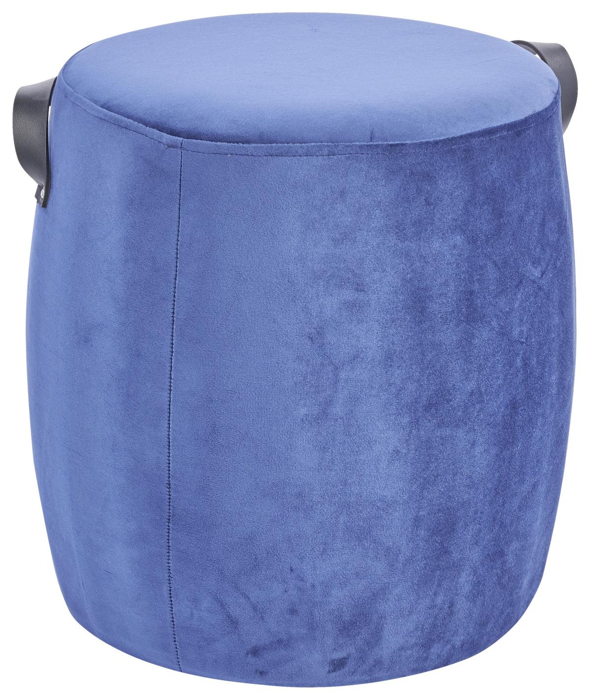 Hocker Textil Dunkelblau Sitz Gepolstert H: 40 cm Rund - Dunkelblau, Basics, Textil (38/40cm)