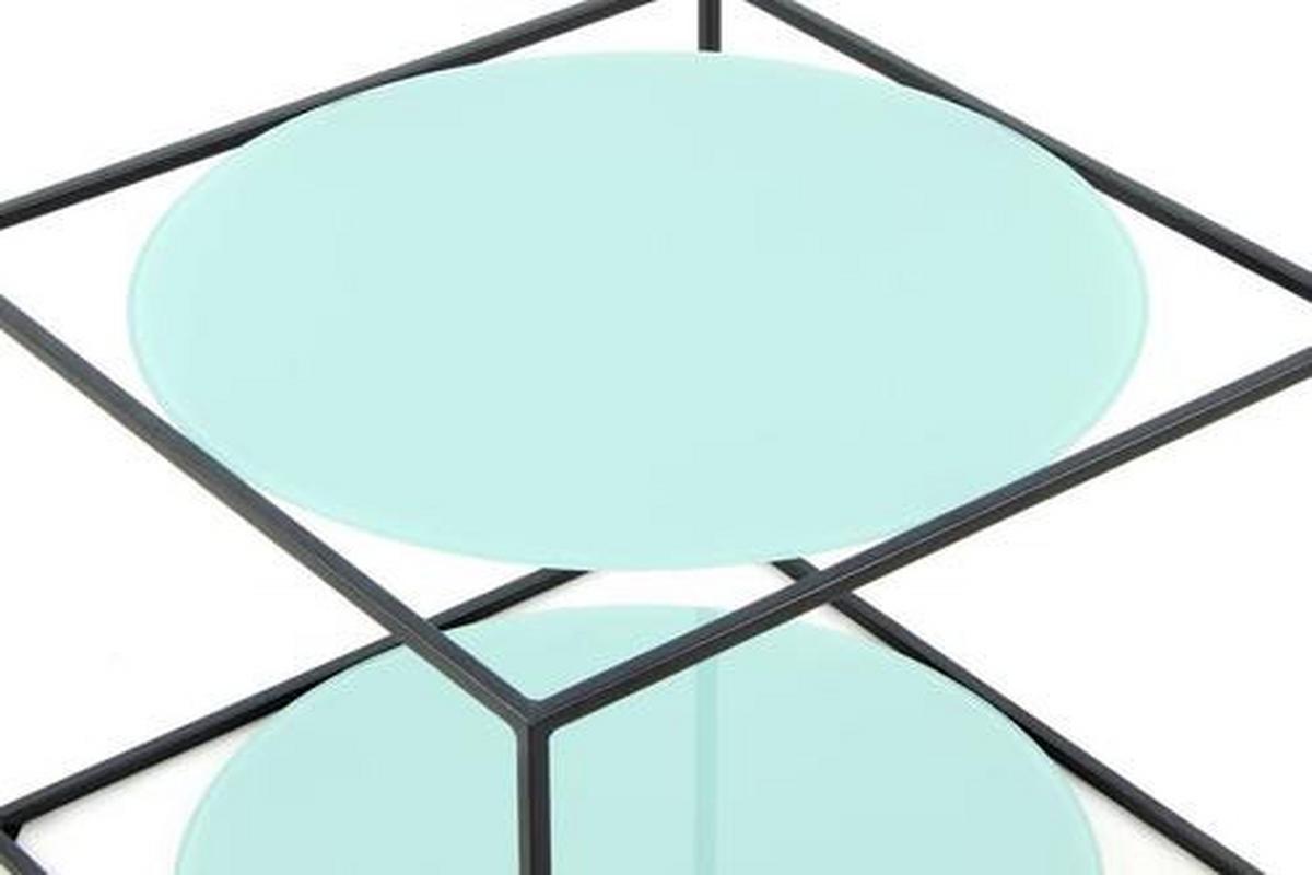 Beistelltisch In Würfelform Cody, Grün/schwarz - Schwarz/Grün, Basics, Glas/Metall (50/50/36cm) - Kayoom