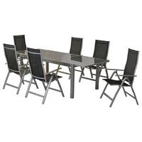 Gartenset Carrara - Silberfarben/Schwarz, MODERN, Textil/Metall - Gardenson