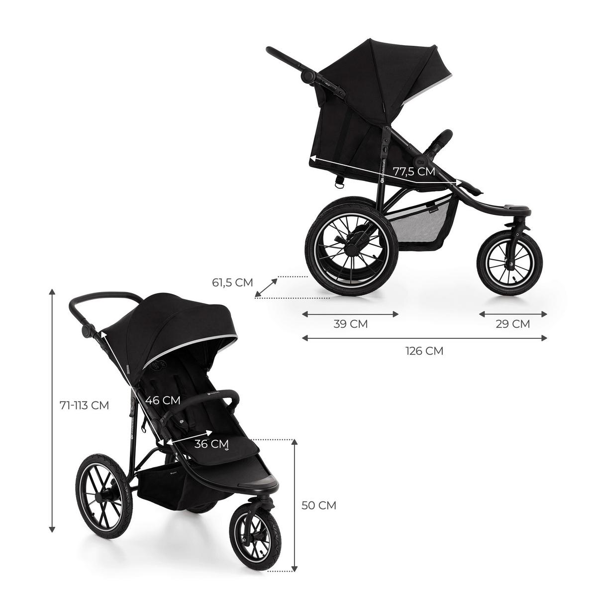 Jogger Helsi 2 B/H/T: 61,5x71-113x126cm - Schwarz, Basics, Metall (61.5/71-113/126cm) - Kinderkraft