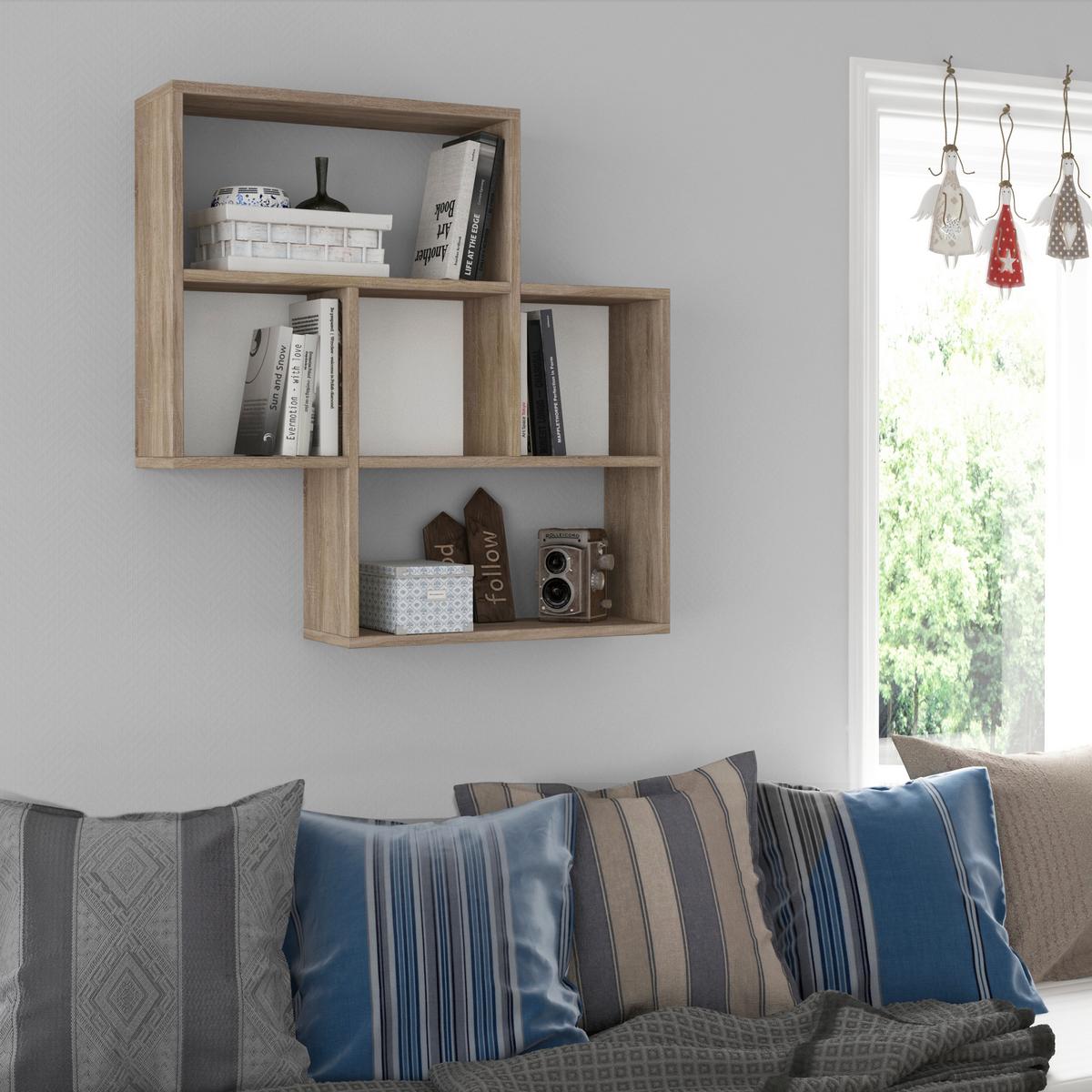 Wandregal Maybe Weiß/Eichefarben B: 85 cm - Eichefarben/Weiß, Design, Holzwerkstoff (85/85/20cm) - Livetastic