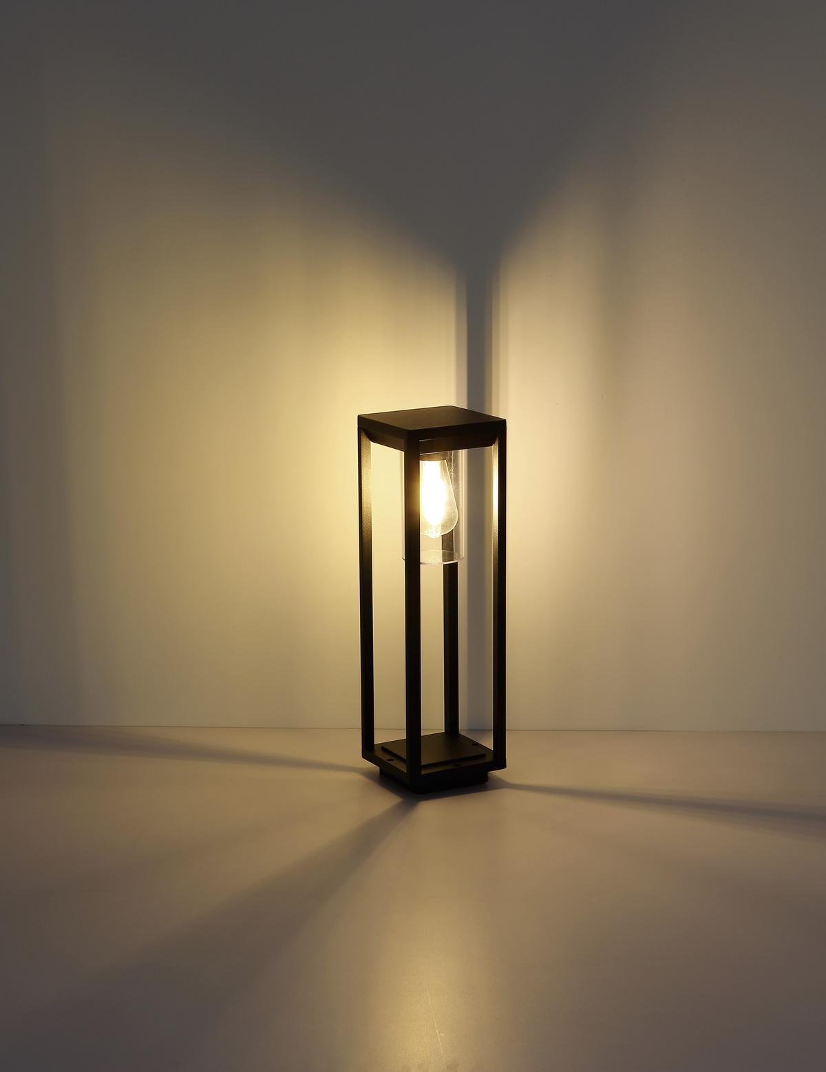 Außenleuchte Candela 15 Watt Aluminium - Klar/Schwarz, Basics, Kunststoff/Metall (15/15/50cm) - Globo