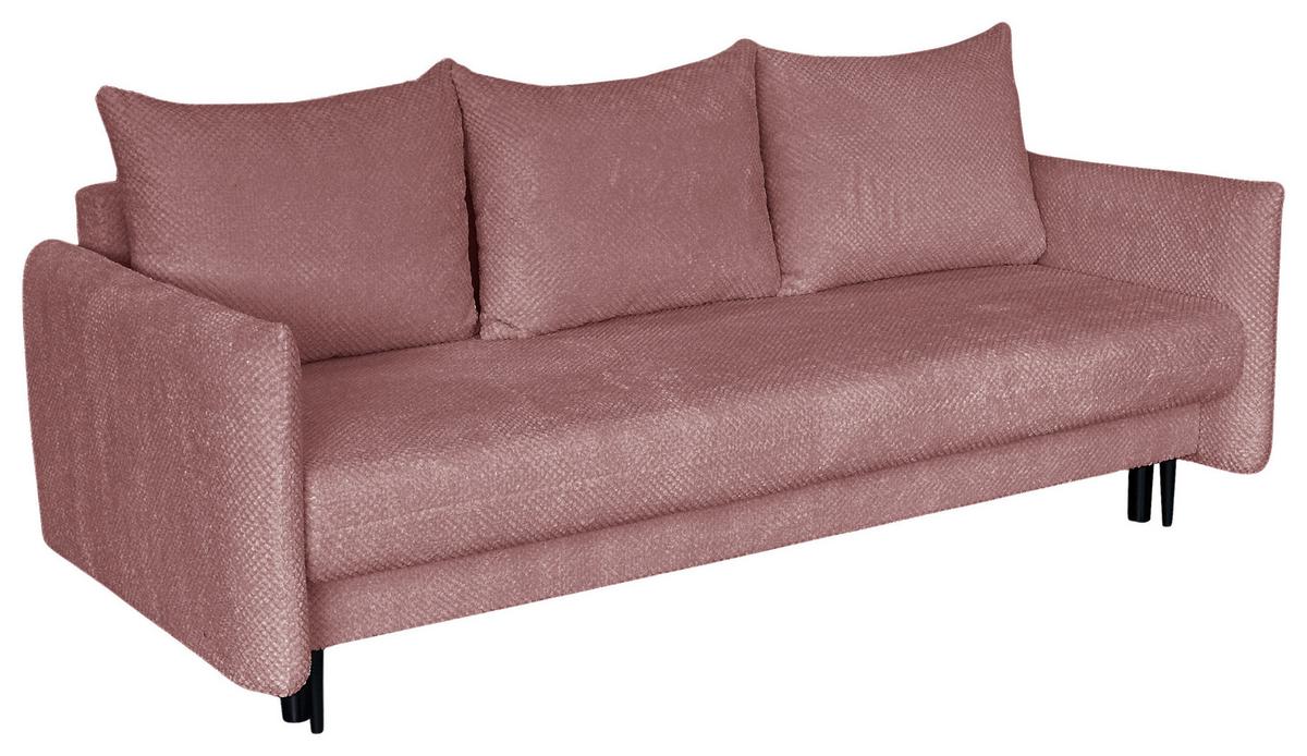 Schlafsofa Mit Bettkasten Rose Rosa B: 218 Cm - Schwarz/Rosa, Design, Textil (218/96/102cm) - MID.YOU