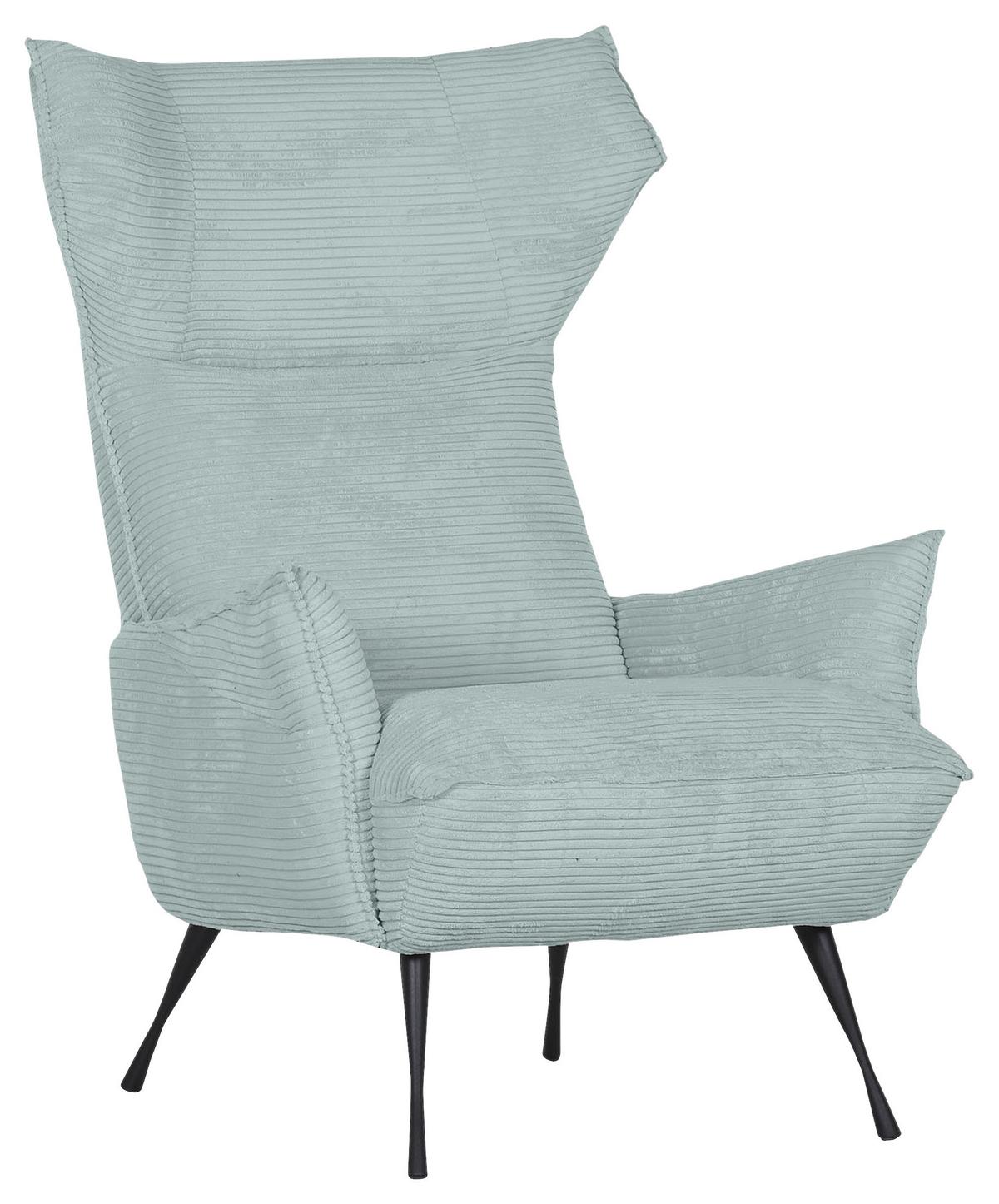 Ohrensessel Lorris - Schwarz/Mintgrün, KONVENTIONELL, Textil (83/110/92cm) - MID.YOU