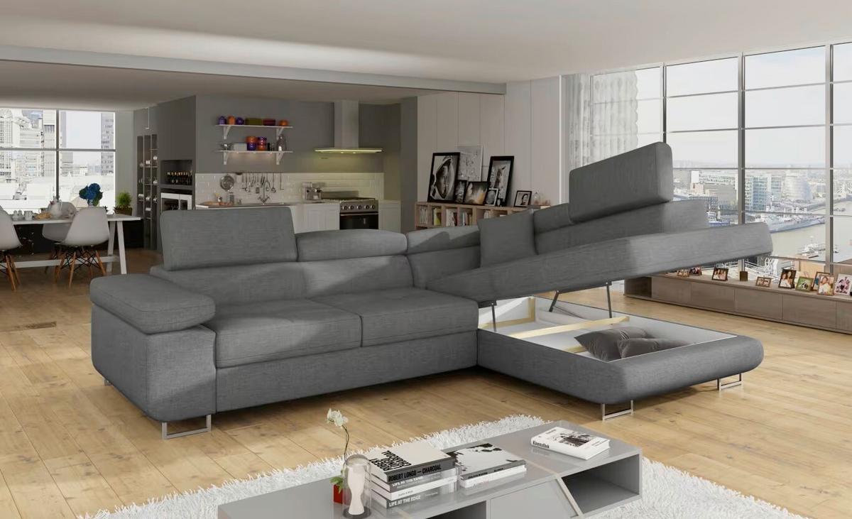 Ecksofa Anton Grau S: 272x203 Cm - Chromfarben/Grau, Design, Textil (272/203cm) - MID.YOU