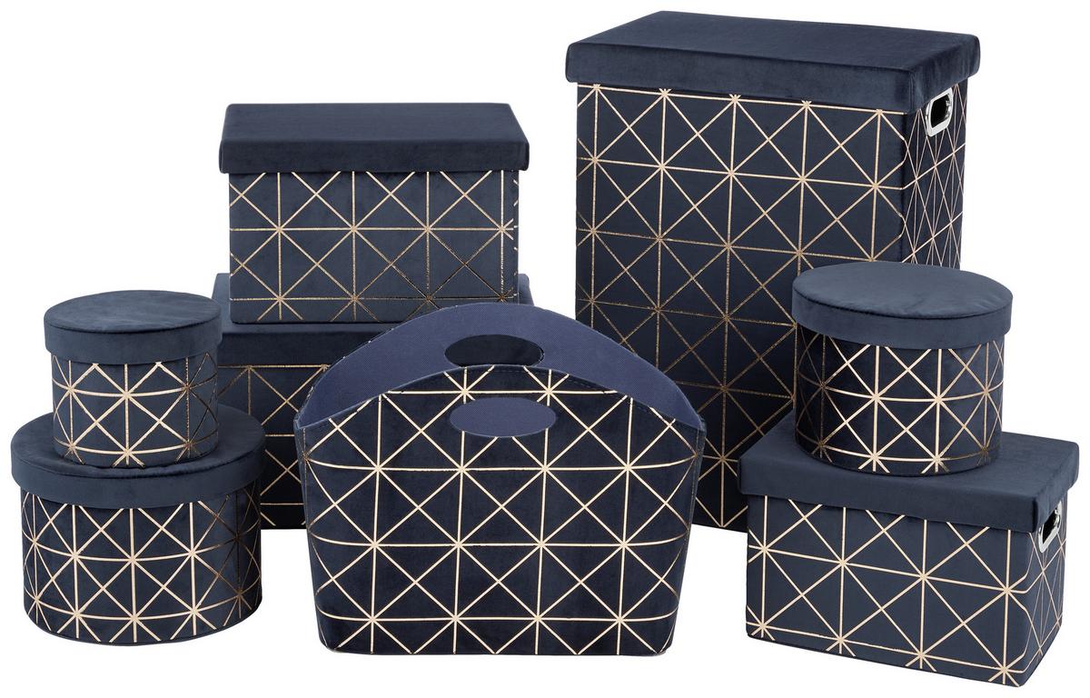 WÄSCHETONNE Pandora 50 Liter - Goldfarben/Dunkelblau, MODERN, Karton/Textil (39/54/29cm) - Luca Bessoni