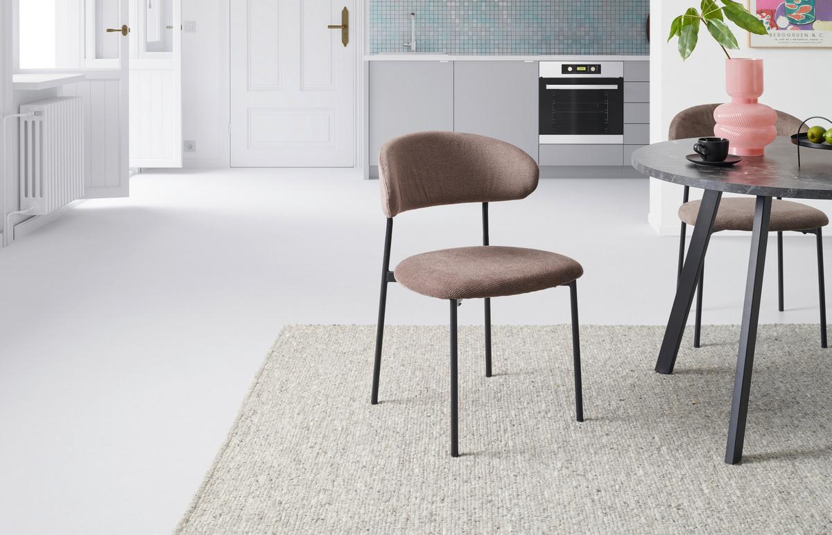 Vierfußstuhl Fenja Webstoff Braun, B: 53 Cm - Schwarz/Braun, KONVENTIONELL, Textil/Metall (53/80/57cm) - MID.YOU