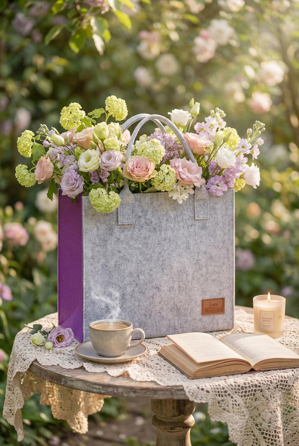 HANDTASCHE SAMIRA - Lila/Grau, KONVENTIONELL, Textil (35/20/30cm) - Luca Bessoni