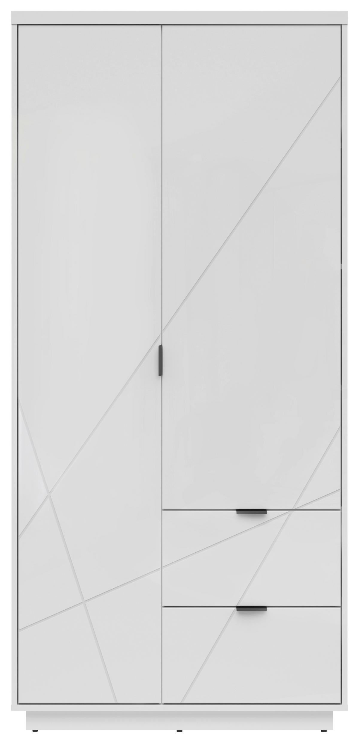 Drehtürenschrank B: 94 cm Forn Weiß - Weiß Hochglanz/Weiß, MODERN, Holzwerkstoff (94/200,5/56,5cm) - MID.YOU
