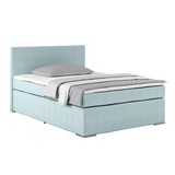 Boxspringbett Nero Liegefläche ca.140x200cm - Chromfarben/Hellblau, KONVENTIONELL, Textil (140/200cm)