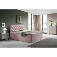 Boxspringbett Mit Topper & Bettkasten 140x200 Cm Gusto - Schwarz/Rosa, MODERN, Textil (140/200cm) - MID.YOU