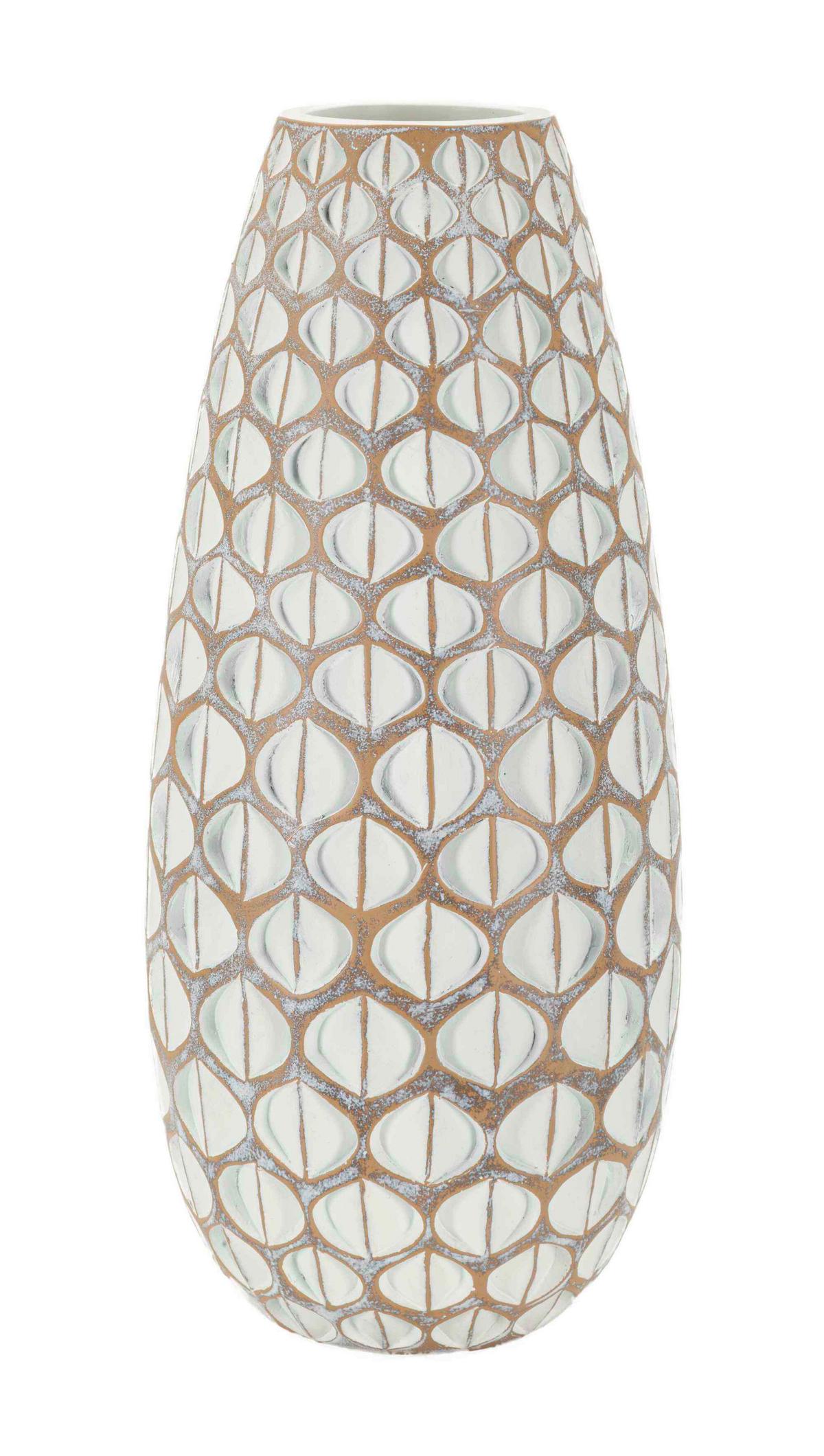 Vase Resin Tibet Weiß B: 20 Cm - Weiß, Basics, Kunststoff (20/45,5/20cm)