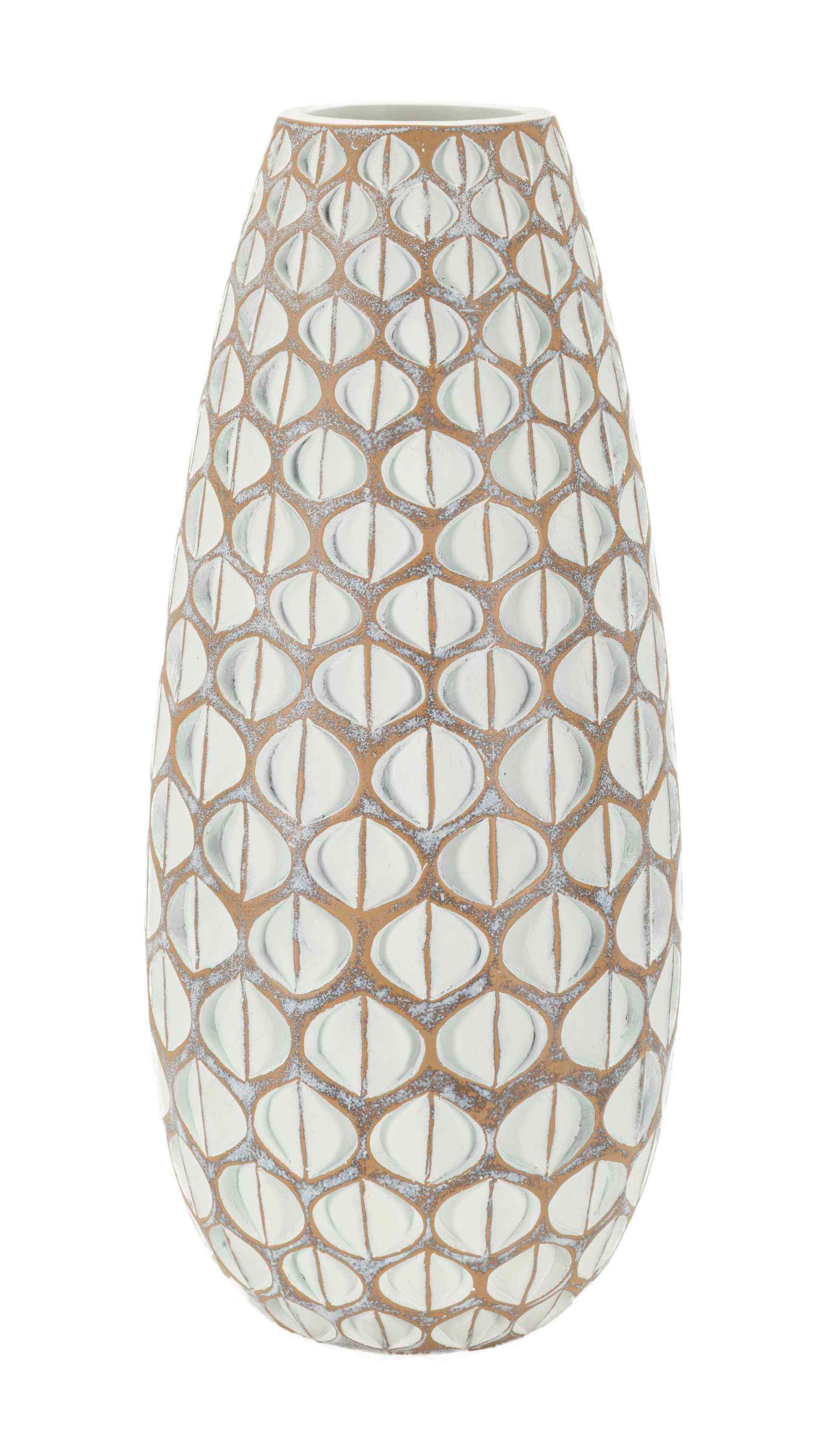 Vase Resin Tibet Weiß B: 20 Cm