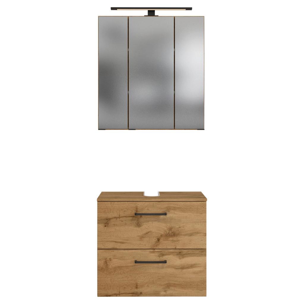 Badmöbel-Set 2--Teilig. inkl. LED Manchester B: 60cm Eichefarben