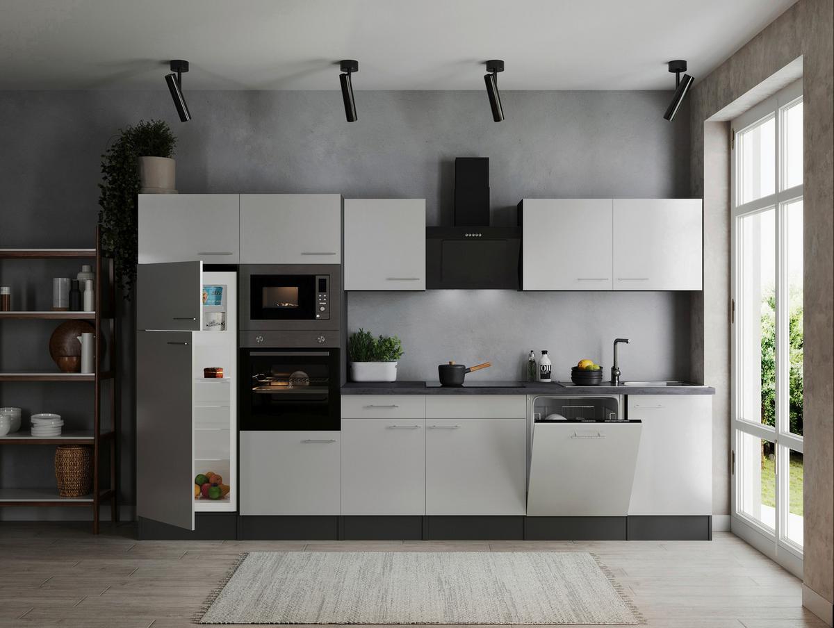 Küchenblock Oliver Weiß, Grau B: 340 cm - Weiß/Grau, Design, Holzwerkstoff (340cm) - Respekta