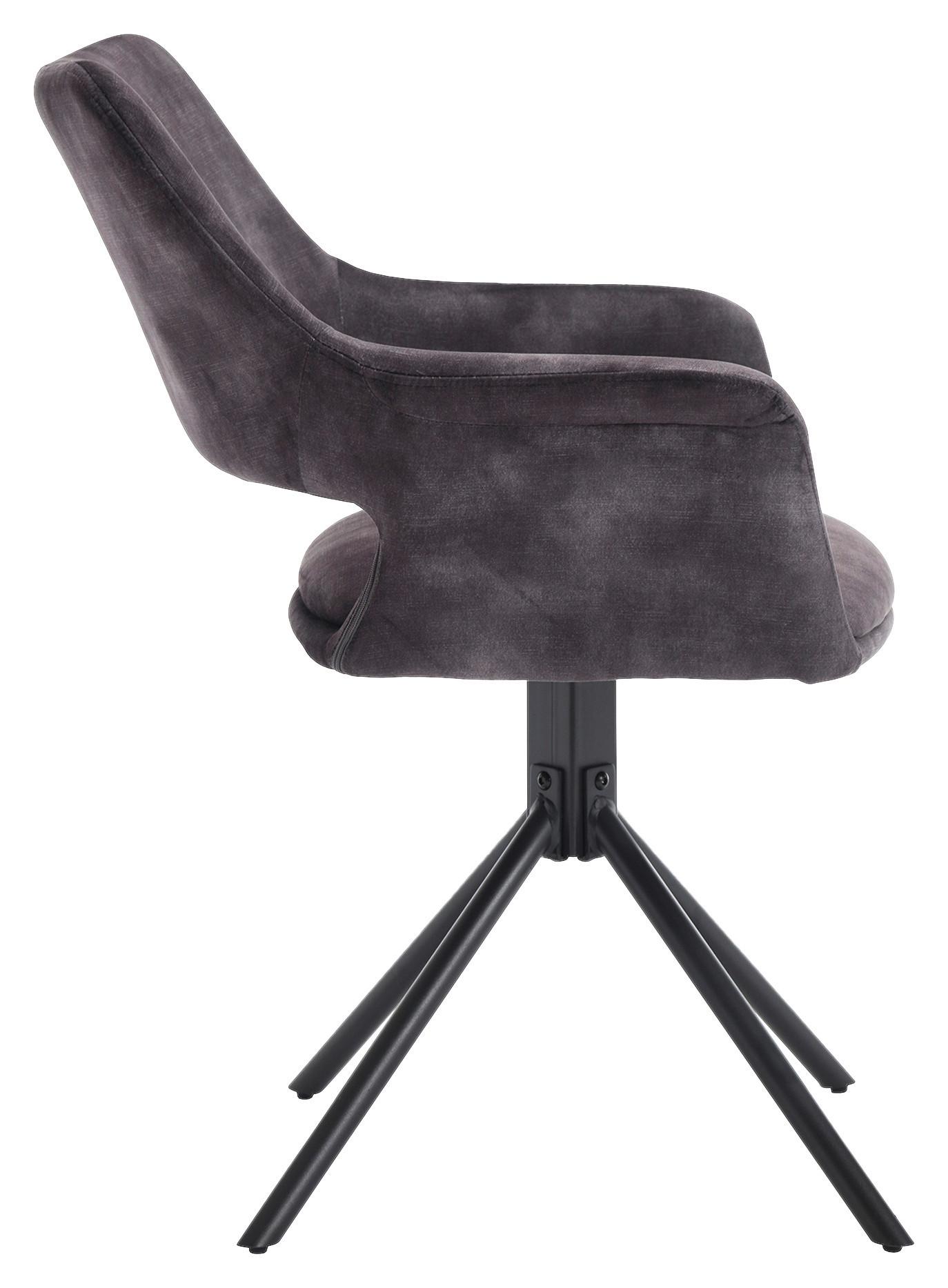 Stuhl-Set Eleonore - Anthrazit/Schwarz, MODERN, Textil/Metall (57/84/61cm) - MID.YOU