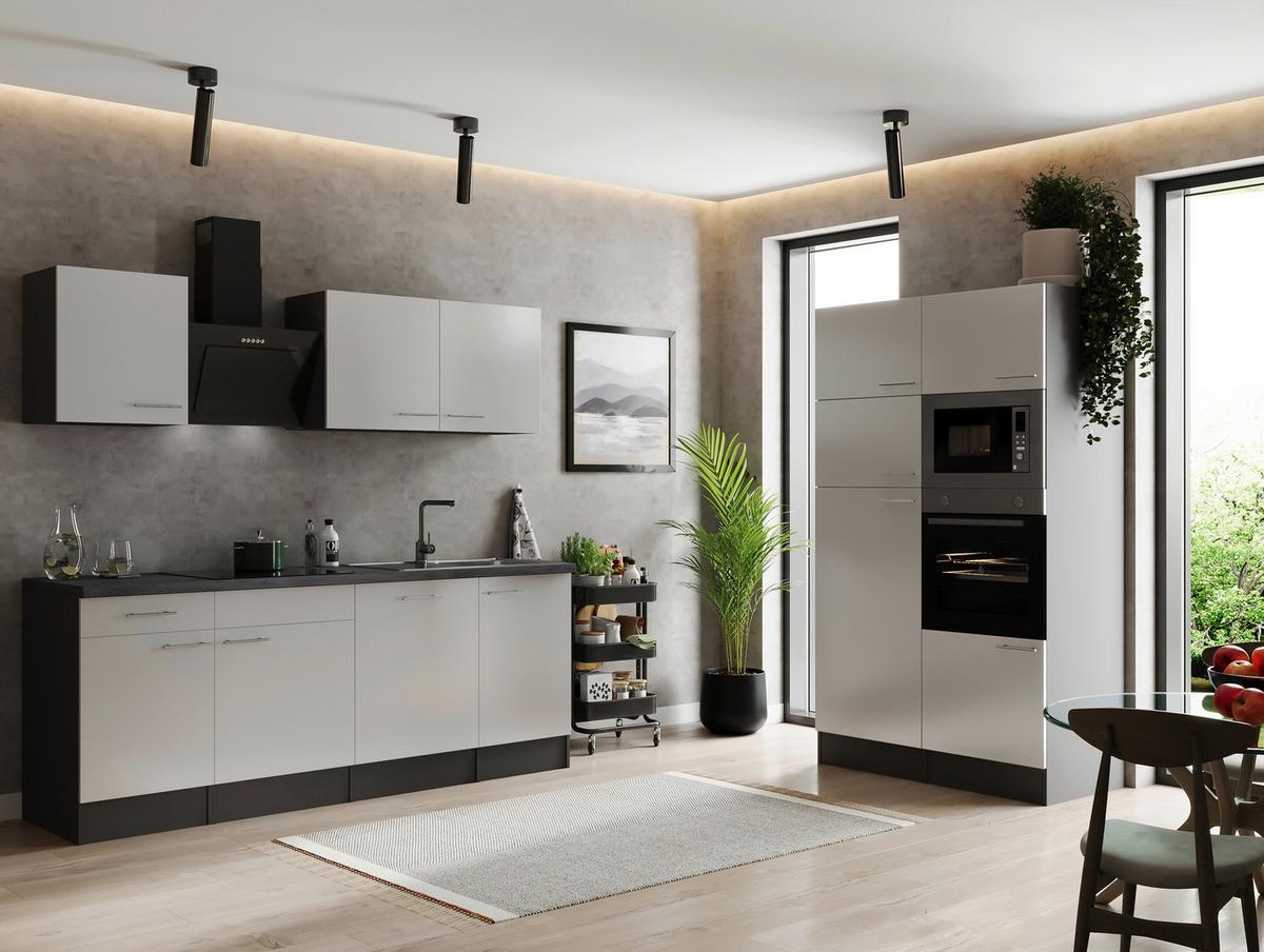 Küchenblock Oliver Weiß, Grau B: 340 cm - Weiß/Grau, Design, Holzwerkstoff (340cm) - Respekta