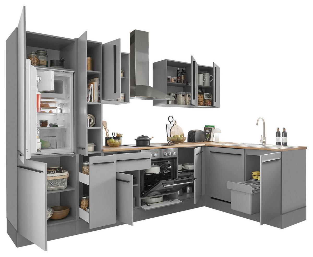 Eckküche Denver Grau/Eiche Dekor 310x175 cm - Eichefarben/Grau, Design, Holzwerkstoff (310/175cm) - MID.YOU