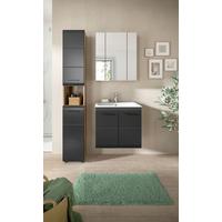 Koupelna Ice 3-dílna, černá/Dub tmavý - černá/tmavý dub, Basics, kompozitní dřevo/plast (90cm) - MID.YOU