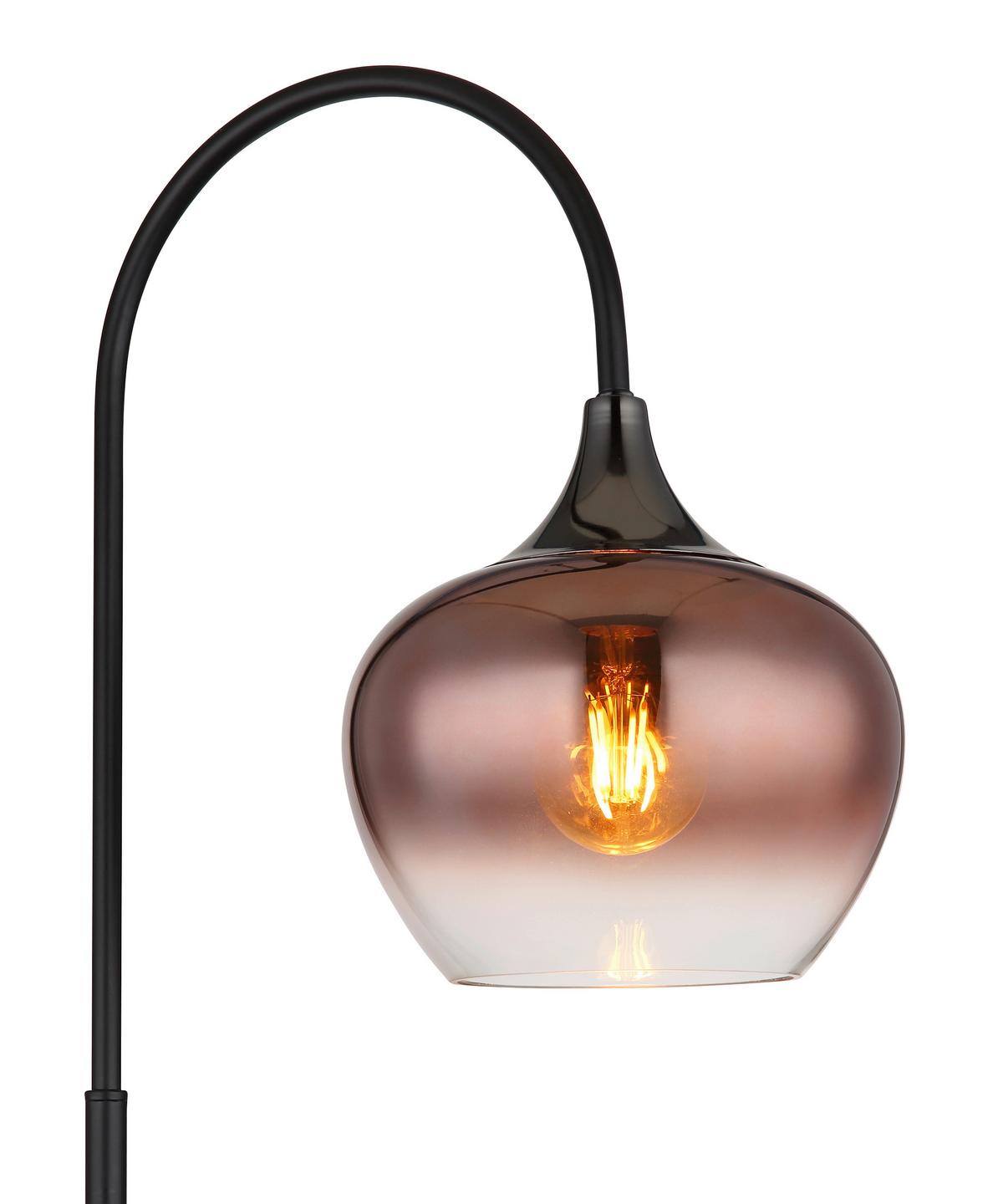 Stehleuchte Exkl. 1xe27 40w - Klar/Schwarzchrom, Basics, Glas/Textil (39/25/150cm) - Globo