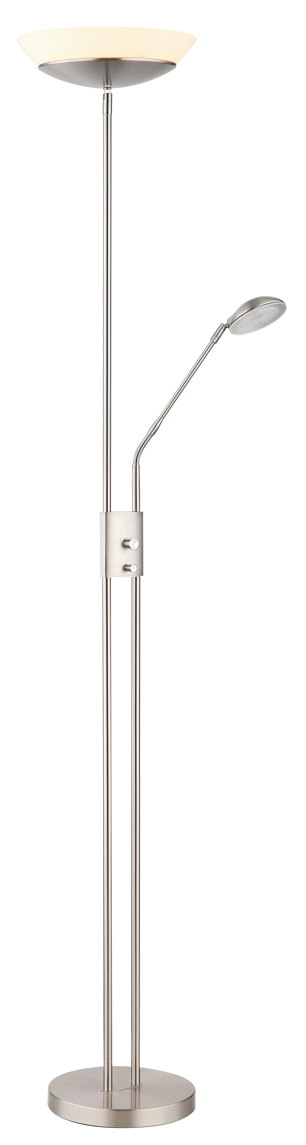LED-Deckenfluter 58009n - Opal/Nickelfarben, KONVENTIONELL, Glas/Kunststoff (29/180cm) - Globo