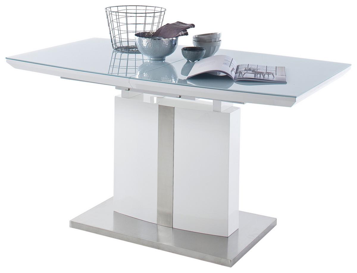 Esstisch Ausziehbar Najuma 140-180x80 Cm Weiß - Weiß, Design, Glas/Holzwerkstoff (140-180/80/76cm) - Livetastic