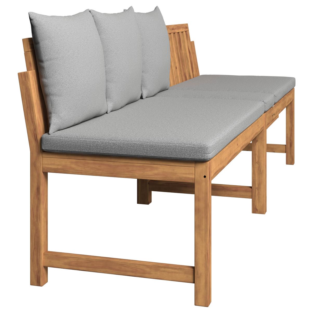 ZÁHRADNÁ LAVICA JUNOA - farba akácie/sivá, Modern, drevo/textil (200/75/60cm) - Bessagi Garden