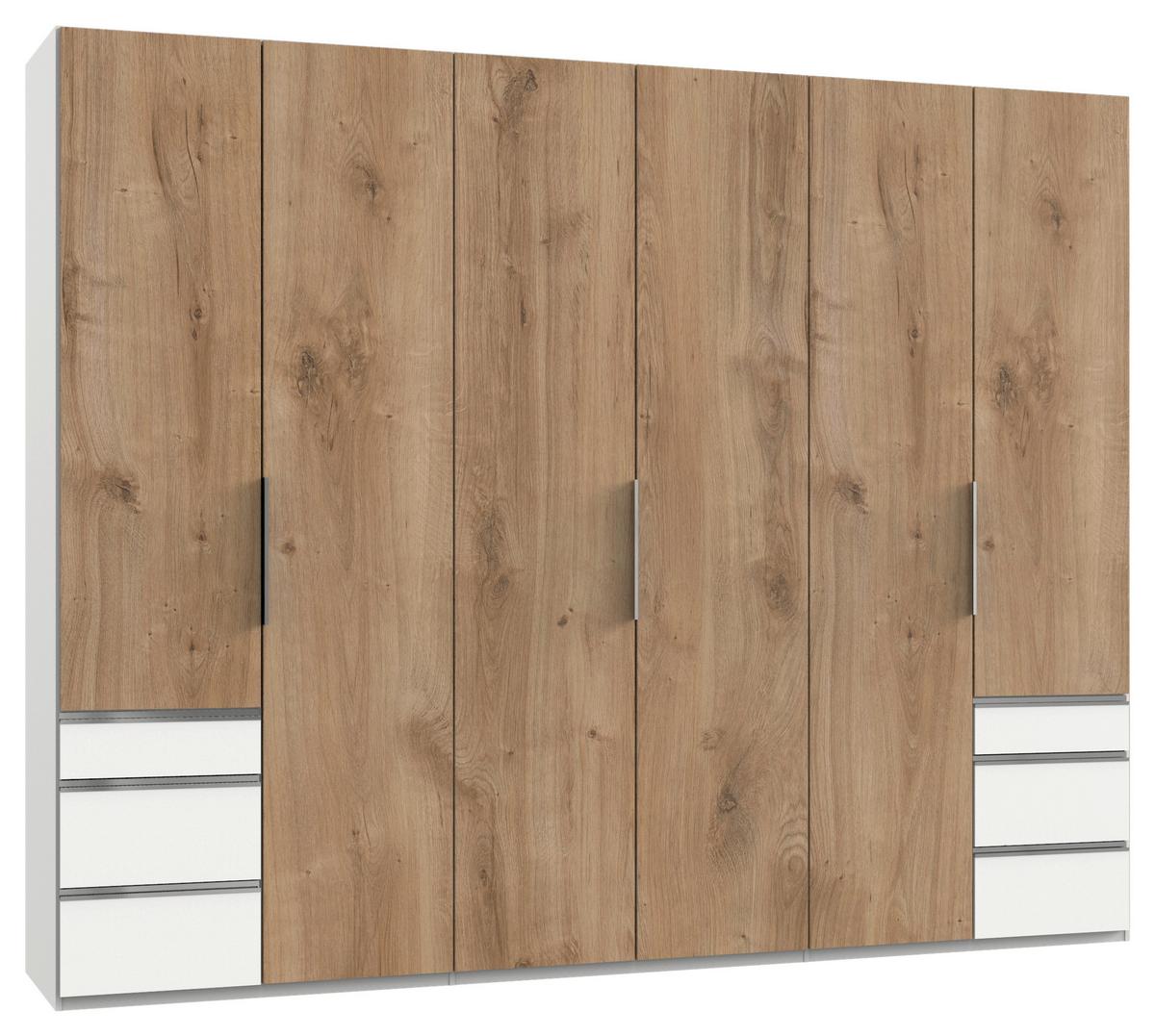 Drehtürenschrank Level 36  A Eiche/weiß Dekor, B: 300cm - Plankeneiche/Weiß, MODERN, Holzwerkstoff (300/236/58cm) - MID.YOU