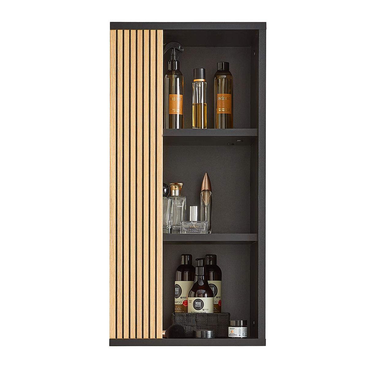 Závesná skrinka VENEZIA - čierna/farba duba, Lifestyle, kompozitné drevo (35/72/25cm) - Mömax