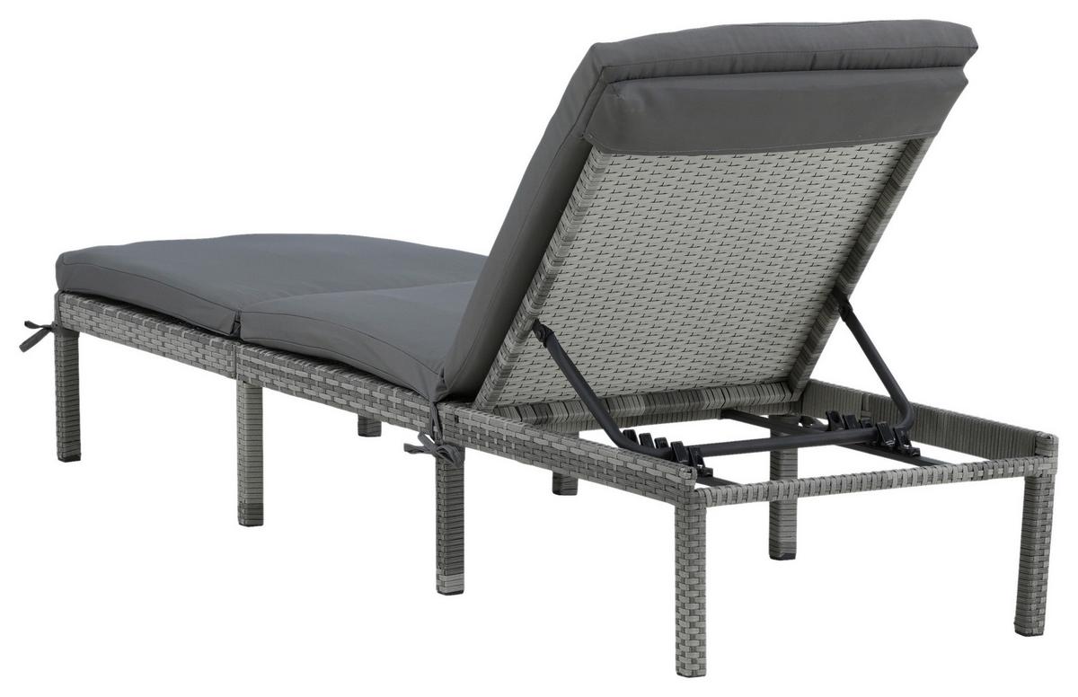 Sonnenliege Bilbao Kunststoffgeflecht - Grau, KONVENTIONELL, Kunststoff/Textil (59/84/198cm) - Gardenson