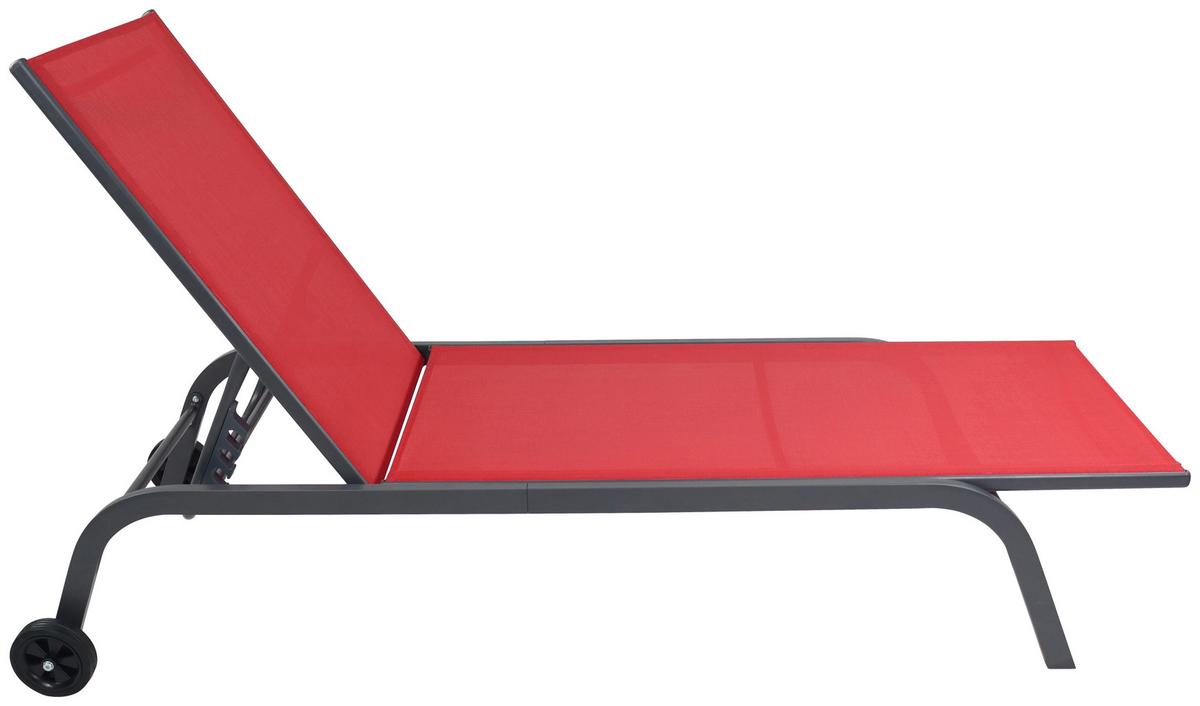 Gartenliege Sonlas Stahl, klappbar - Rot, MODERN, Kunststoff/Textil (32/58/192cm) - Ambia Garden