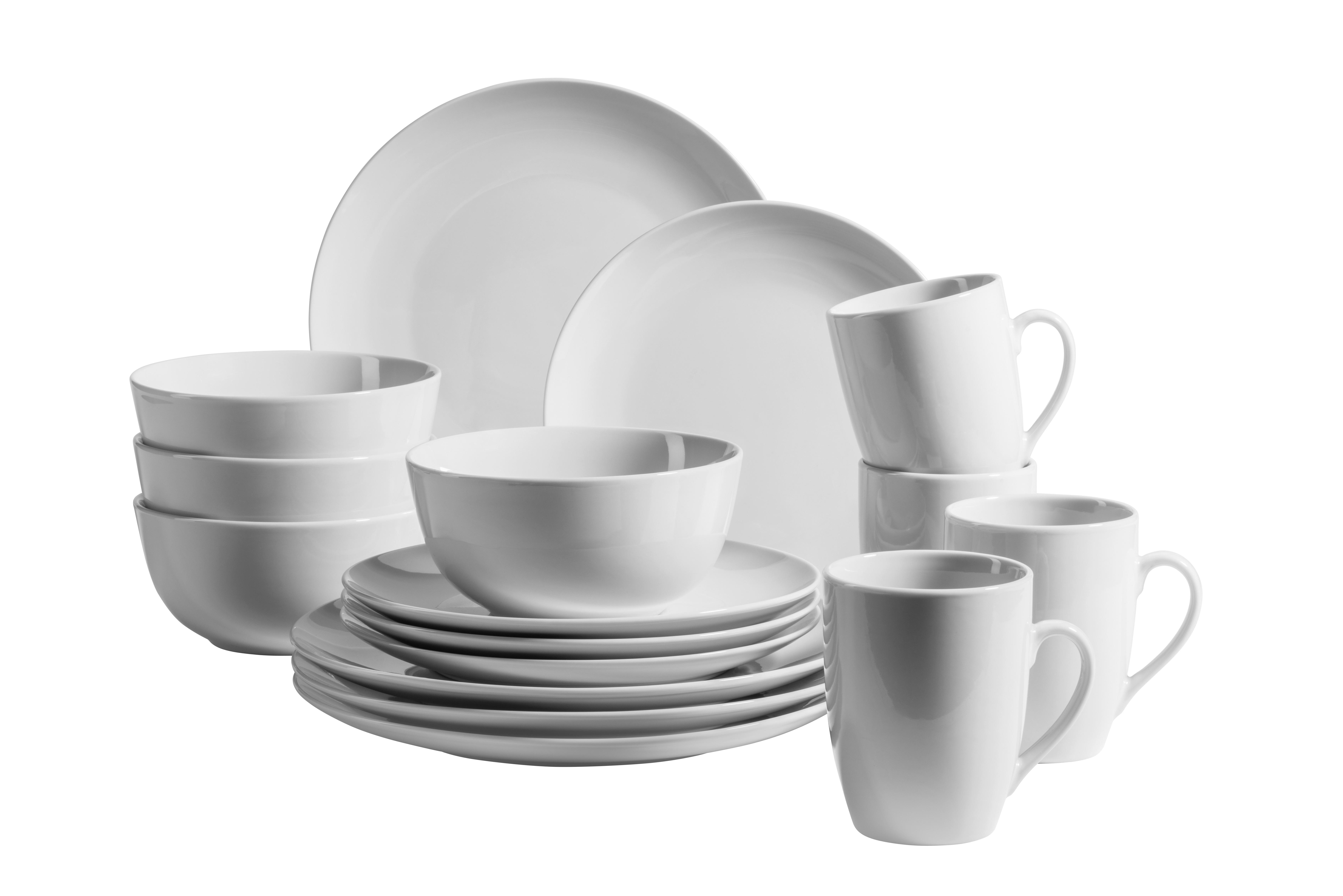 Kombiservice Barca Porzellan 4 Personen Geschirr Set - Weiß, Basics, Keramik (54,3/26,1/32,6cm) - Mäser